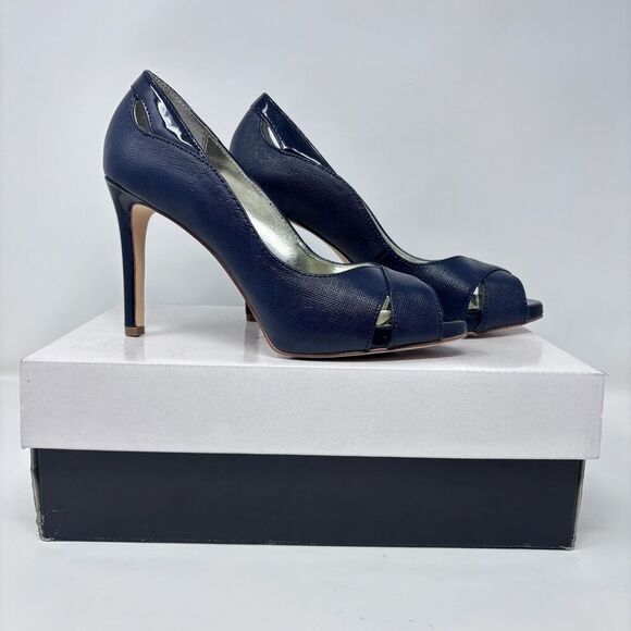 Alfani Navy Peep Toe Heels, Size 6.5M - Picture 1 of 7